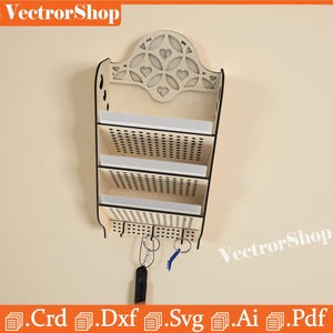 Laser Cut Mail and Key Organizer SVG, Document Holder (Digital Download)