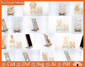 Laser Cut Cell Phone Stand Files: SVG, DXF, EPS