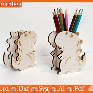 Organize your pencils like a real dinosaur, The funniest way to organize your pencils, Cnc laser cutting vectors, laser cnc, Glowforge files