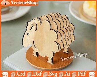Laser Cut Sheep Coaster SVG, CNC Vector Files (Digital Download)