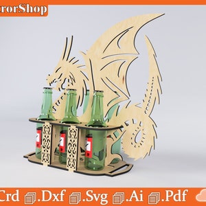 Dragon shaped Six Pack holder / Beer crate / Dragon for laser cutting / Digital artwork for co2 laser cutting / laser art cnc for bar