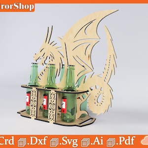 Dragon shaped Six Pack holder / Beer crate / Dragon for laser cutting / Digital artwork for co2 laser cutting / laser art cnc for bar