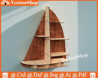 Boat Shelf Laser Cut Files, CNC Vector Art (Digital Download)