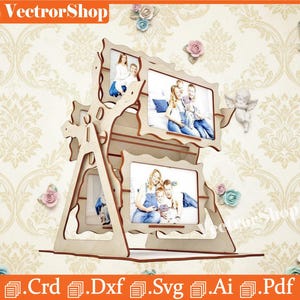 Marco de fotos cortado con láser, decoración del hogar CNC (archivos digitales)