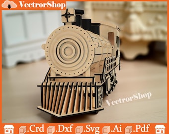 Laser Cut Train Model | Wooden Toy CNC Cut Files (Digital Download)