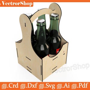 Laser Cut Vector for Box of 4 Beers - Template for CNC, Glowforge and Laser Machines - Instant Download svg, ai, pdf, dxf 3mm, digital files
