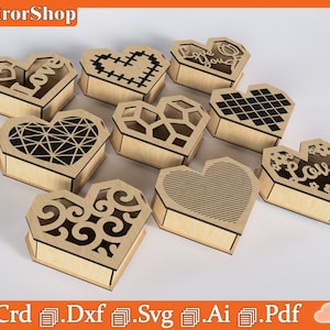 Boîtes d'amour pour la découpe laser cnc / Boîtes en forme de coeur pour la découpe laser cnc / Cadeaux d'amour pour la découpe laser / Amour et amitié / Découpe laser