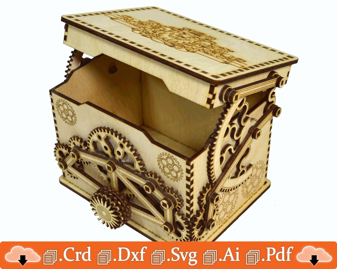 Caja mecánica de engranajes para corte láser / Baúl de Etsy España
