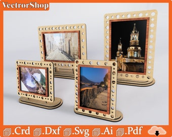 Photo frame for cnc laser cutting / Photo frame for laser cutting / Image support to decorate / Home life / Photo support / Laser cut files