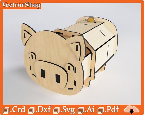Cajon En Forma De Chancho Para Corte Laser Chancho Alcancia Etsy Espana