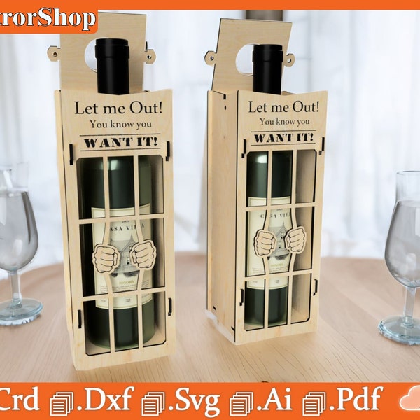 Incarcerated wine box, wine box for laser cutting, plywood wine box, digital files for laser cutting, digital products, glowforge files, art