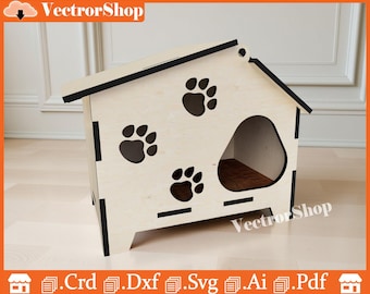 Pet House Laser Cut Vectors, CNC Garden Decor (Digital Download)