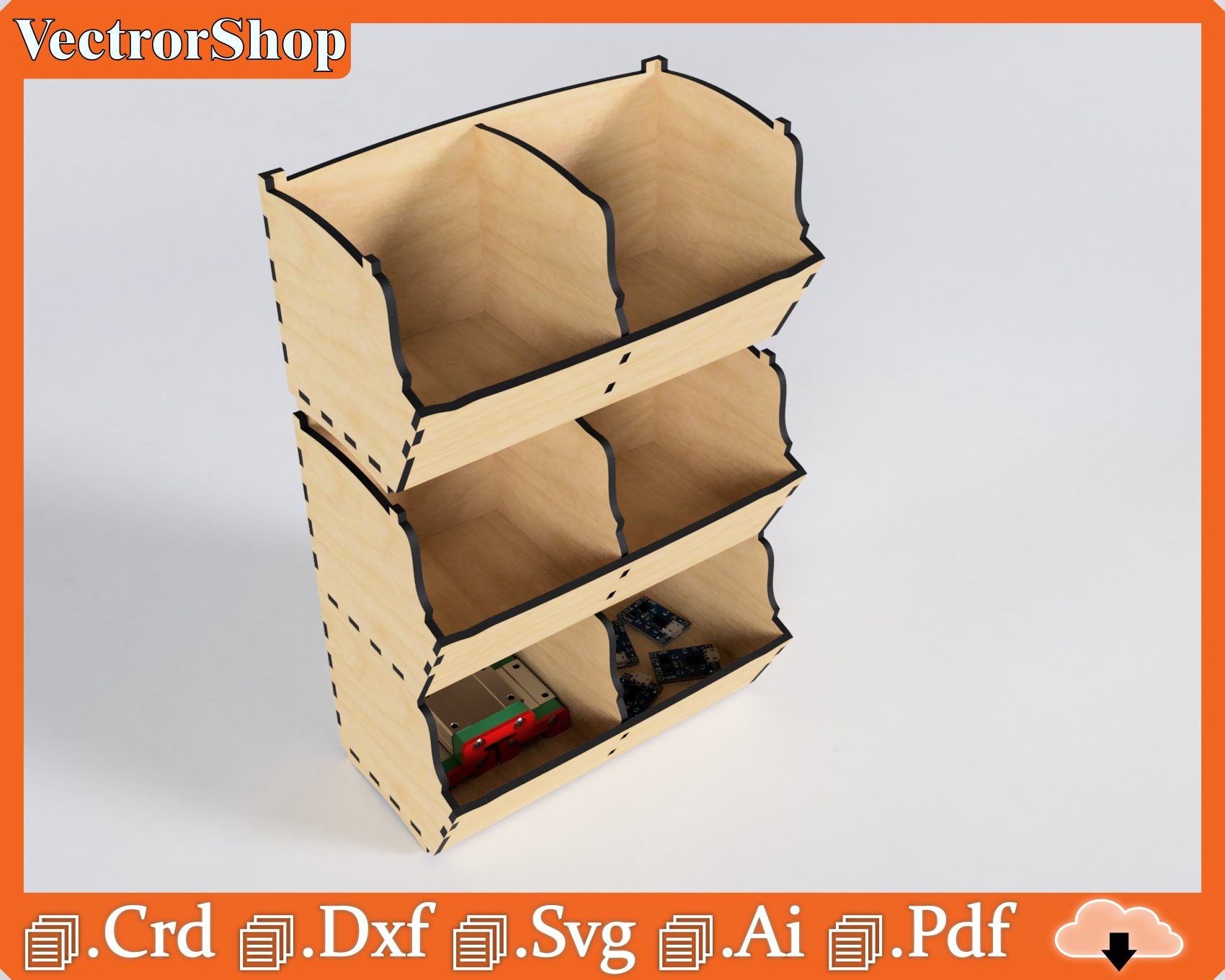 Vertical laser lace box / vectors for Laser / Organizer with separators / desktop organizer / Laser cut files / Box for laser cut / Digital