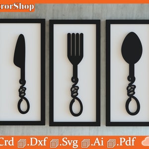 Kitchen covered / spoon box, fork and laser cut knife / kitchen and dining room decoration and restaurant for laser cutting / laser template