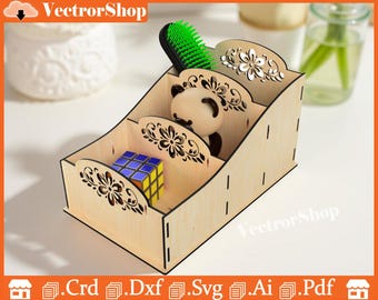 Laser Cut Desk Organizer SVG | Wooden Drawer Storage Template (Digital Download)