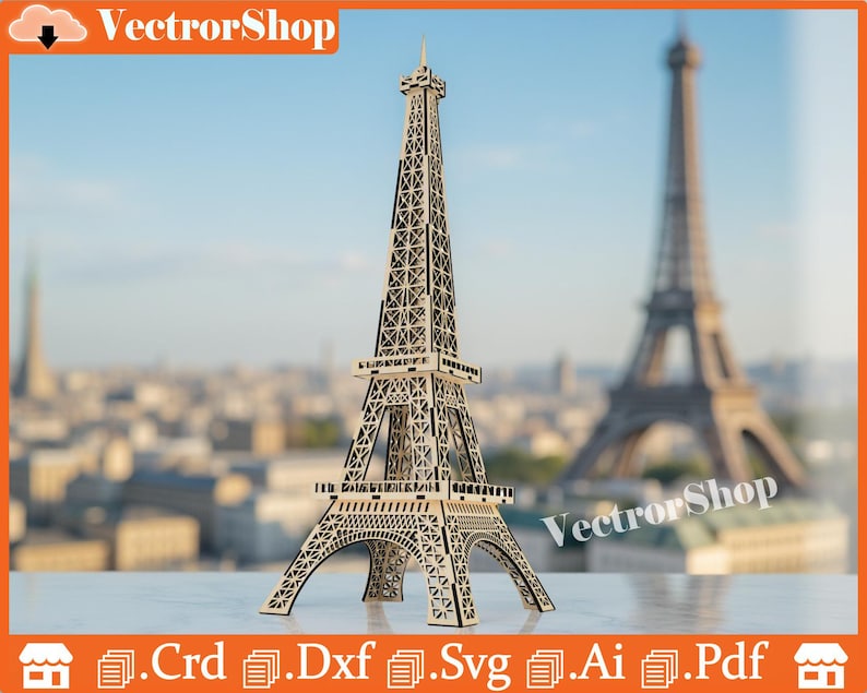 Archivos de corte láser para rompecabezas 3D de la Torre Eiffel (descarga digital) imagen 10