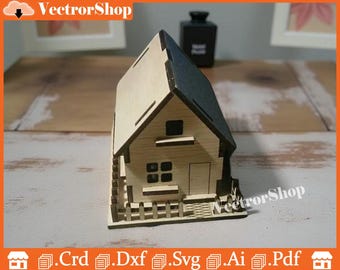 Laser Cut Wooden House SVG | CNC Wood Plans DXF (Digital Download)