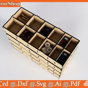Snap-in organizer voor laser cnc snijden / Organizer met compartimenten / Vectoren voor cnc lasersnijden / Componentsorteerder