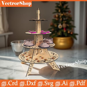 Eiffel Tower Cake Stand, 4-Tier Party Shelf Laser Cut Files (Digital Download)