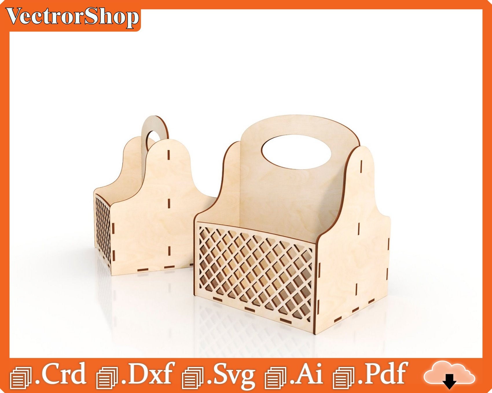 Box for laser cut, basket to carry things, svg art, pdf, dxf, ai, crd, for wood cutting, for laser machines CNC, laser templates, glowforge