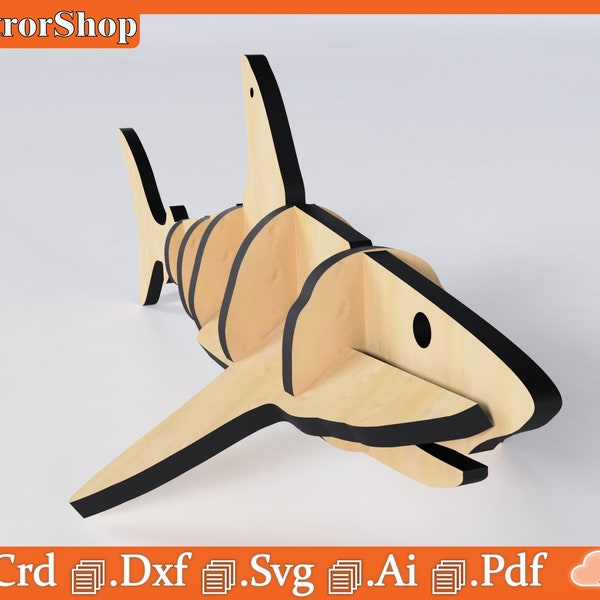 Shark vector for laser cut / cutting files / pattern CNC / vectors for CNC / animals for laser cut / marine decoration / home decoration
