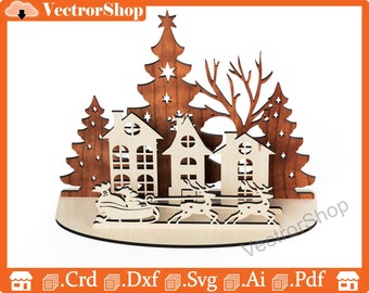 Christmas decoration for laser cutting / items for the Christmas home / cnc vectors for window / Christmas tree to decorate the home