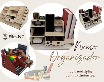 Organizador de escritorio para corte láser / Almacenamiento y orden para el hogar / Muebles para la oficina y escritorio del estudiante / Archivos de corte láser / Crd Ai Pdf