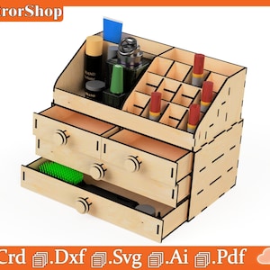 Makeup organizer for laser cut, Storage case for cosmetics Jewelry, Hair accessories for vanity,bathroom vanity,Makeup box SVG laser files