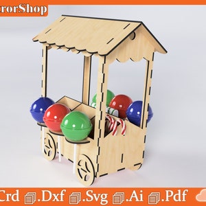 レーザーカット用スイーツカート / レーザーカット / パーティーデコレーション / キャンディオーガナイザー / CNCカット用ベクター / レーザーテンプレート / CNCファイル