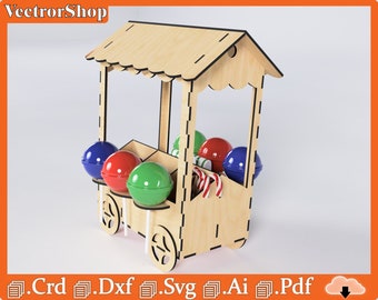 Sweet cart for laser cutting / laser cutting / party decoration / candy organizer / vectors for CNC cutting / Laser templates / Cnc files