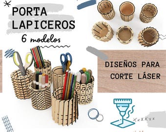 Pencup support for CNC Laser / Table Organizer for the Student / Cylindrical Box for Laser Cut / 6 Pencut Models for Glowforge CNC Laser cut