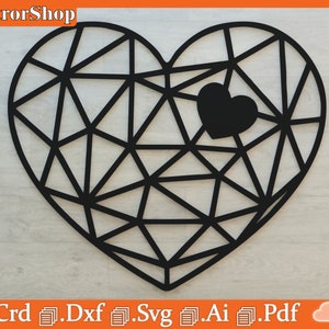Geometric heart silhouettes for laser cut / love vectors for laser CNC cutting / Mother&#39;s Day and Love Day / Decorative art / Cnc files