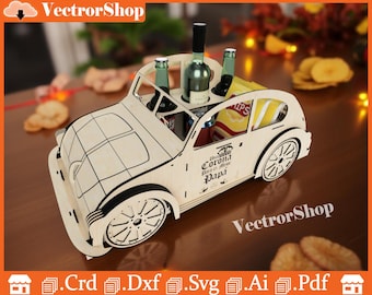 Laser Cut Snack and Beer Holder Car, Father's Day Gift (Digital Files)
