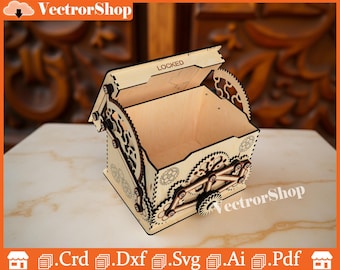 Laser Cut Mechanical Gearbox Box | Steampunk Wooden Decorative SVG (Digital Download)