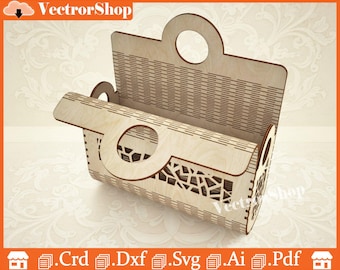 Archivo SVG para bolso de madera cortado con láser, archivo CNC (descarga digital)