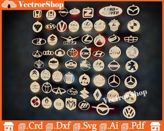Car Brand Keychains Laser Cut Files (SVG, DXF, PDF)