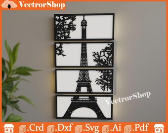 Eiffel Tower Laser Cut Files, Vector Art (Digital Download)
