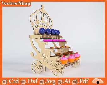 Table shelf / party shelf for laser cut / Sweet support / party decoration / carriage with levels for CNC laser cutting / laser cut files