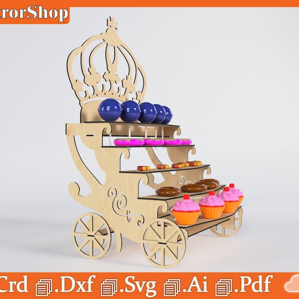 Table shelf / party shelf for laser cut / Sweet support / party decoration / carriage with levels for CNC laser cutting / laser cut files