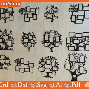 Boom Silhouet voor foto's / Laser Cnc Art / Muur Fotolijsten / Decoratieve Fotohouders / Natuur Foto Houders voor CNC Snijden