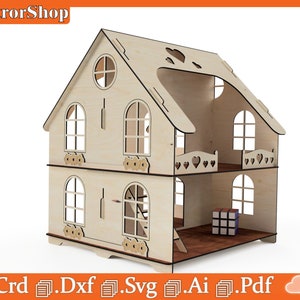 Het perfecte poppenhuis met lasergesneden vectoren, maak je eigen poppenhuis met lasergesneden vectoren, cnc-sjablonen, glowforge cnc-bestanden, huis