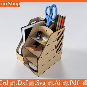 Small organizer for desktop / design for wood shelf / vectors for laser cut / shelf for desk objects / Laser templates Dxf Dwg Ai Pdf Svg