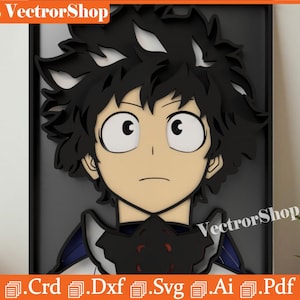 Izuku Midoriya Corte láser SVG / Arte en madera de anime My Hero Academia (Descarga digital)