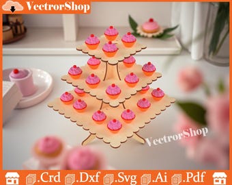 Plantilla de torre de 3 niveles: archivos cortados con láser Glowforge y CNC (descarga digital)