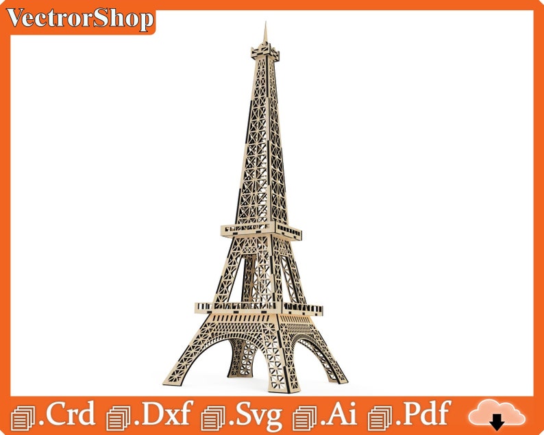 Puede incluir: Un modelo detallado de la Torre Eiffel, un famoso monumento en Par&iacute;s, Francia, cortado con l&aacute;ser. El modelo est&aacute; hecho de madera y est&aacute; listo para ser ensamblado.