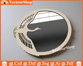 CNC Laser Cut Bird Mirror Template (Digital Download)