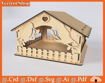 Bird House / Canary House For Laser Cut / Garden Decoration for CNC cut / Garden Full of Life / Laser CNC templates / Decor for laser cut