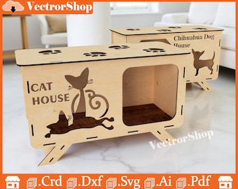 Laser Cut Pet House Vector Plans (Digital Download)