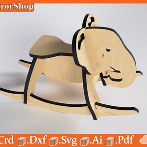 Rocking elephant / Child&#39;s toy for laser cnc / Child&#39;s chair for laser cutting / Digital files for co2 laser cnc machines / laser cut files