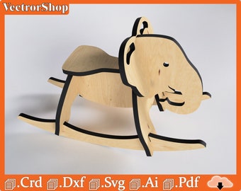 Rocking elephant / Child's toy for laser cnc / Child's chair for laser cutting / Digital files for co2 laser cnc machines / laser cut files